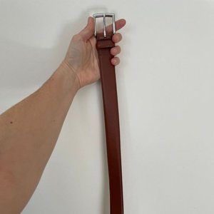 Jcrew leather belt- worn once. Camel colored. Medium size (32 in)